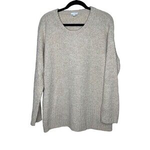 J Jill Sweater Womens Sz M Cream Tan Wool Blend Textured Knit Pullover Purejill